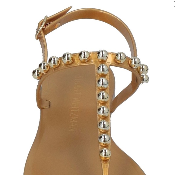 Stuart Weitzman Gold Jelly Thong Sandals - Picture 4 of 8